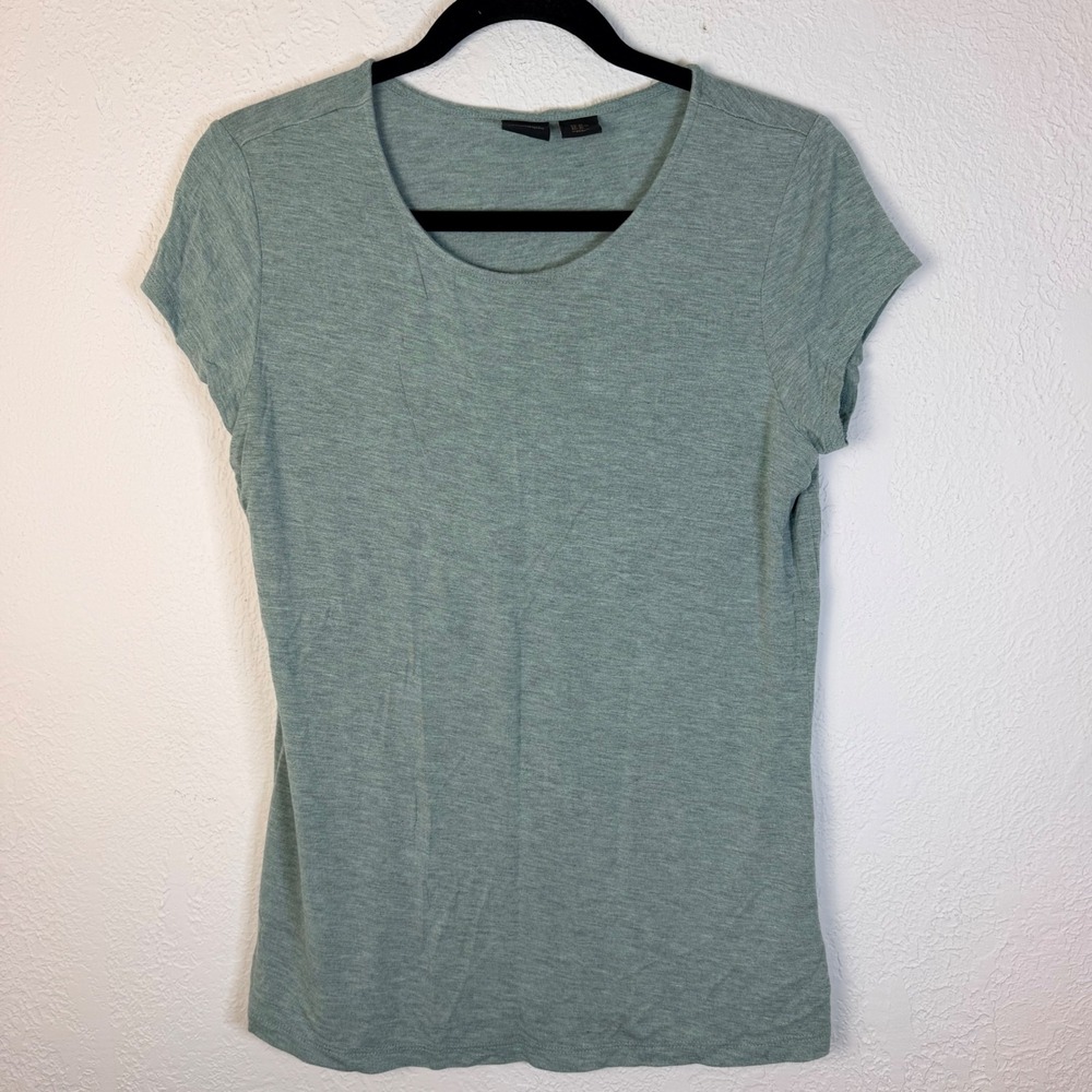 Catherine Malandrino Women M Sage Green Modal Tee Shirt Minimalist Layering